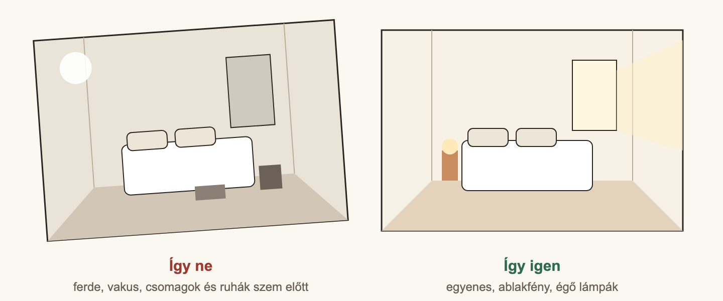 Egy szoba rossz és jó fotójának összehasonlítása
